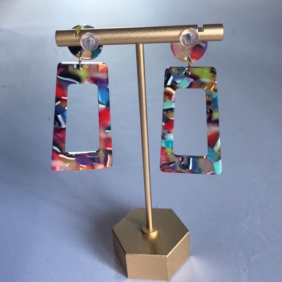 New! Acrylic Geometric Drop Earring - Picture 6 of 8